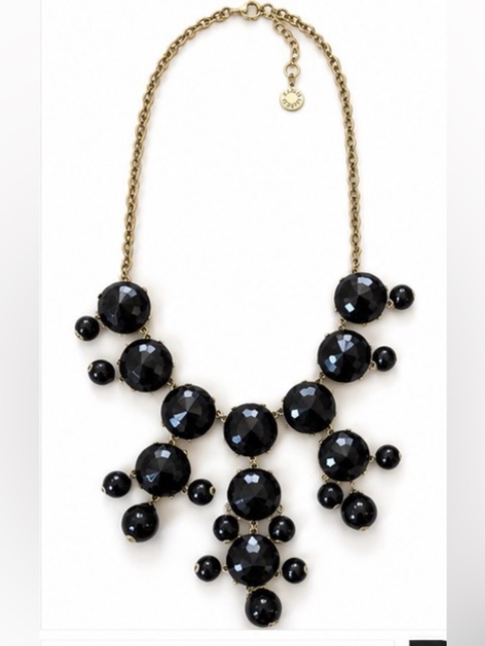 [J. Crew] Black Bobble Statement Necklace | Gold Tone | Chunky Bib Necklace